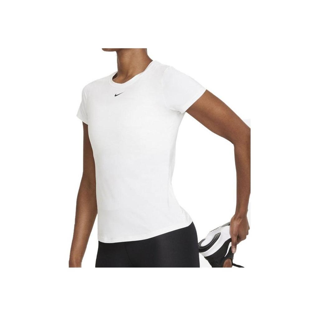 Nike Dri-FIT One Solid Logo Print Quick-Dry Casual Breathable Slim Fit Crew Neck Short Sleeve T-Shirt Women Tops White DD0627-100