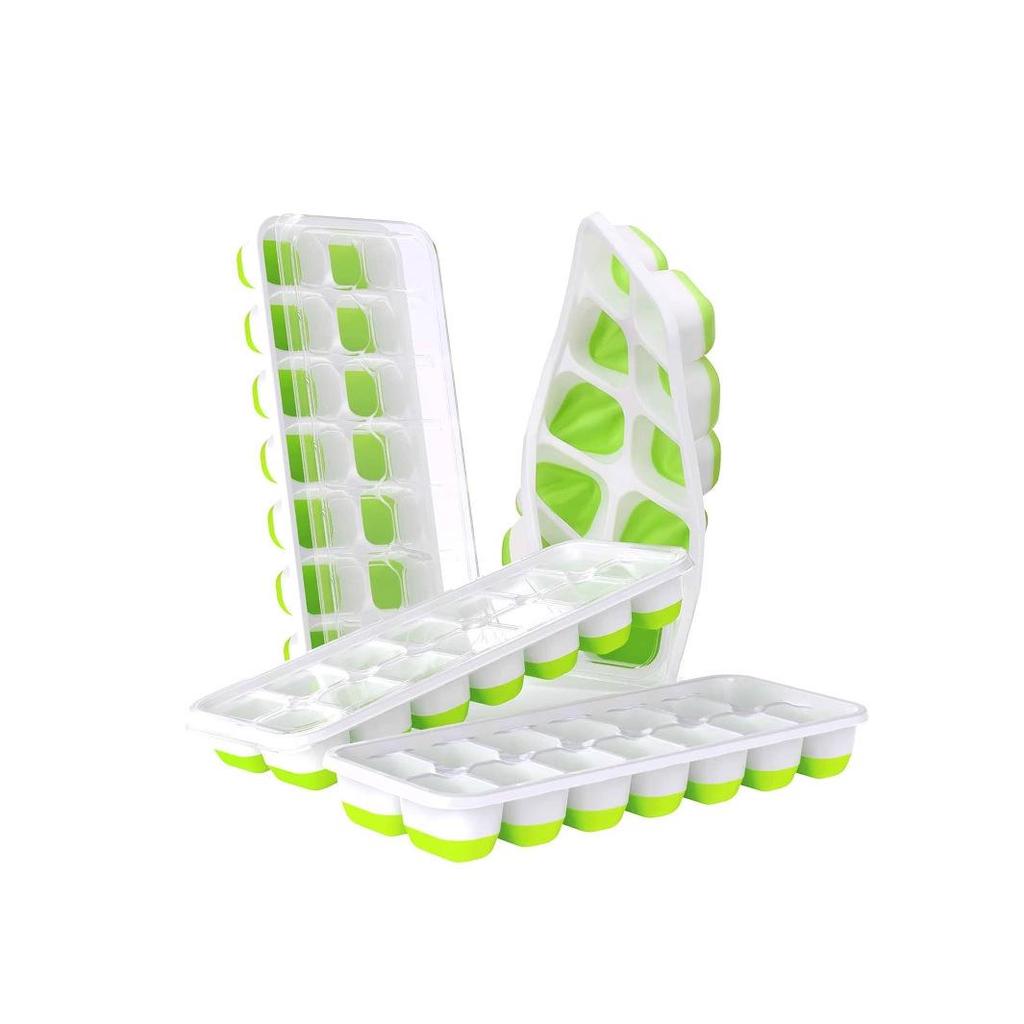Sike 14-facks silikonisform för isbitar med lock - DIY form med mjuk botten för glass och kuber