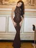 Lace Halter Backless Sexy Maxi Dress For Women Black Off-shoulder Strapless Sleeveless Bodycon Club Party Long Dress