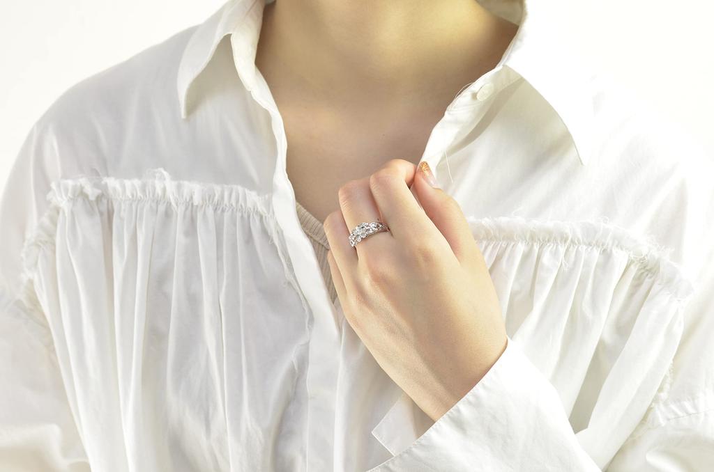 Hawaiianischer Schmuckring 3 Plumeria Silber 925 [BreezyIsland] (US4-JP6.5)