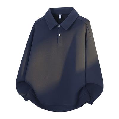 Button Fashion Sweatshirt Men's Autumn and Winter Pullover POLO Lapel Jacket Top