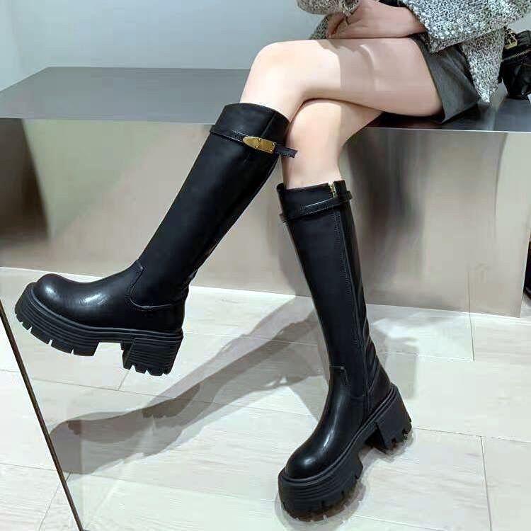 Thick-soled Knight Boots High-heeled Boots Spice Girl High Boots 2025 Winter Thin and Tall Small Women But Knee Boots