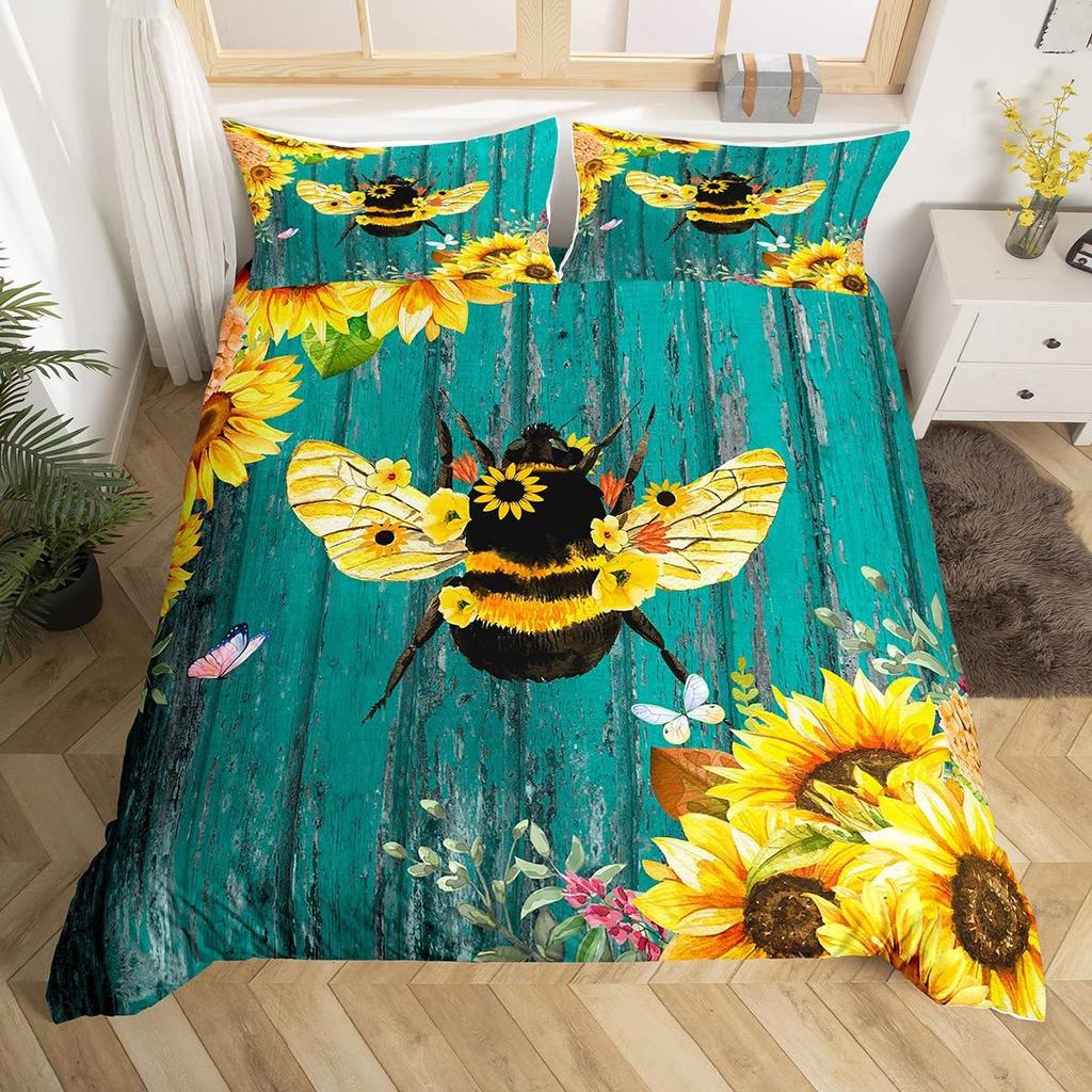 Red Agricultural Tractor Three-Piece Quilt Cover 3D Digital Printing Bedding Set Bed Cover
