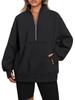 Autumn/Winter European & American Women's Pocket Half-Zip Loose Spliced Stand-Up Collar Fleece Sweatshirt