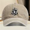 Shark Anchor Graphic Washed Baseball Cap Unisex Vintage Outdoor Streetwear Adjustable Hat