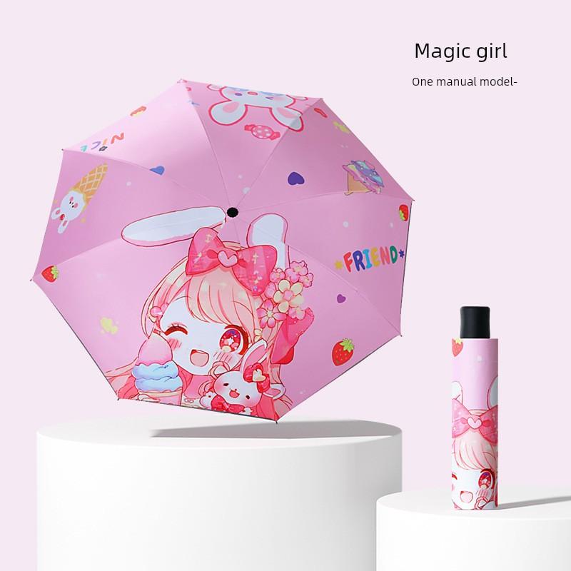 Cartoon Fully Automatic Children's Umbrella with Safety Rounded Corners, Anti-Puncture, Sun Protection, Rain Protection, Anti-Rebound, and Dual-Use