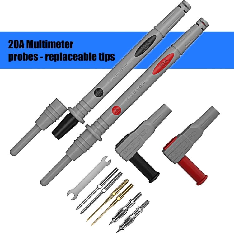 Industrial Multimeter Cable 20A 1000V Digital Multimeter Probe Test Leads Pen Tip with Rubber Coated Handle
