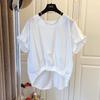 Summer High-End Designer Niche Hem Elastic Short Sleeve Women's Bow Top