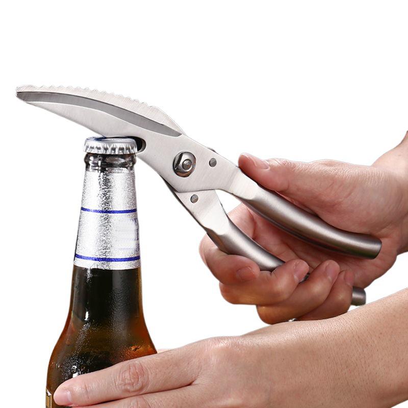 Stainless Steel Multifunctional Kitchen Scissors: Cut Chicken, Fish, Meat, and Seafood with Ease.