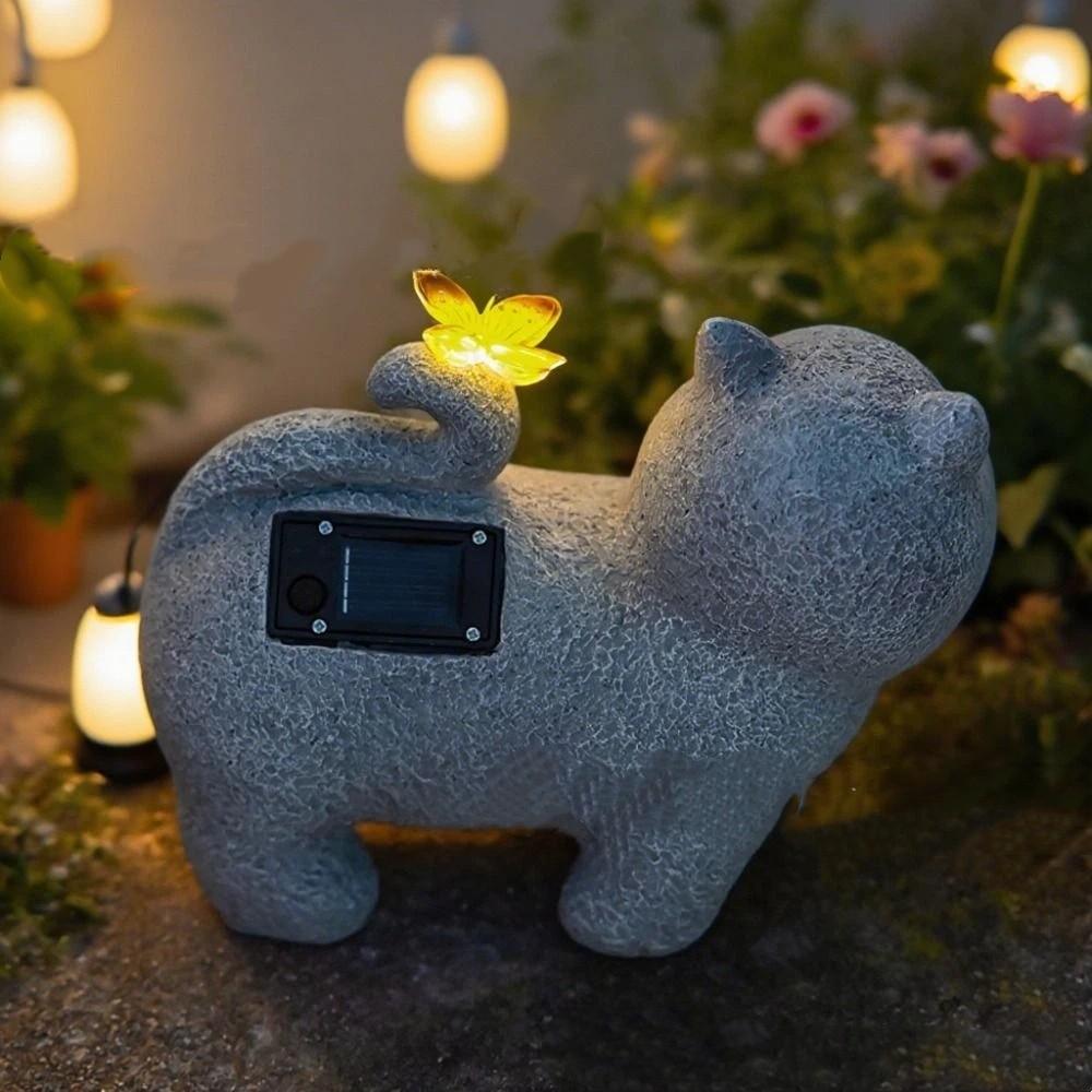 IP44 Waterproof Garden Cat Figurine Auto On/Off Cat Statue Solar Lantern  Villa Lawn