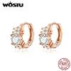 WOSTU Hot Sale 925 Sterling Silver Streamers Shining Petals Hoop Earrings For Women Engagement Wedding Fashion Jewelry CQE485