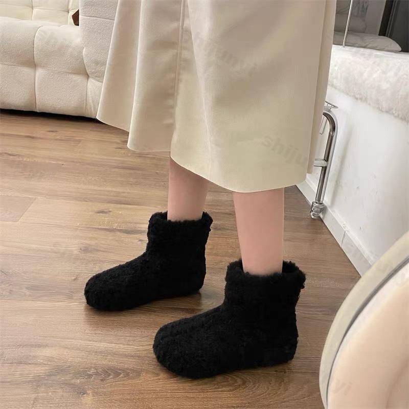 Women Shoes Snow Boots 2026 Winter Furry Flat Bottom Anti-Slip Warm Cotton Boots Fashion Warm Plush Ankle Boots Botas Mujer