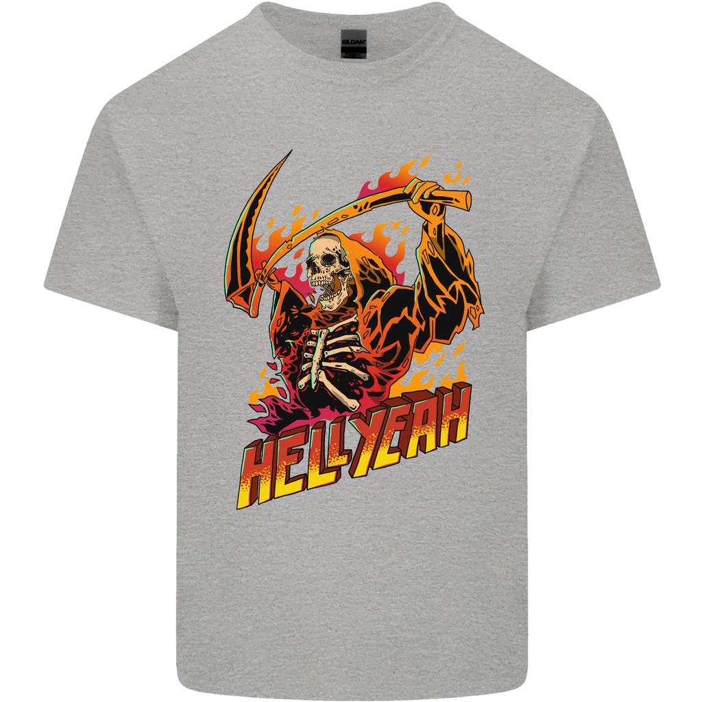 Hell Yeah Grim Reaper Skull Heavy Metal Unisexs Light Cotton TShirt