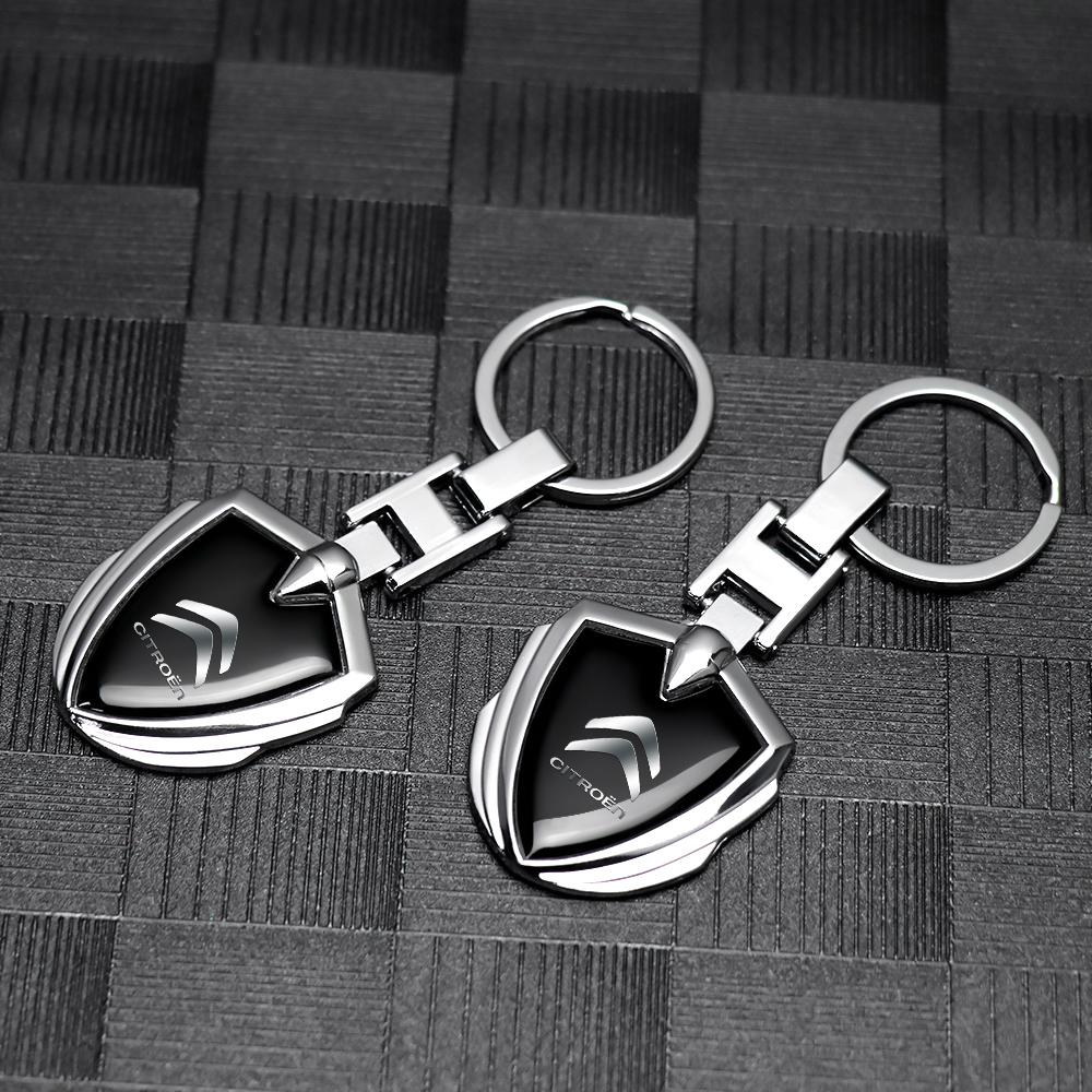 JOFT7 Car Accessories 3D Metal Key Rings Car Logo Emblems Keychain For Citroen Berlingo C3 Aircross C5 Aircross C4 C6 C-ELYSEE Picasso