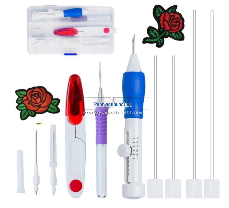Embroidery & Punch Needle Set with Threader and Cloth 