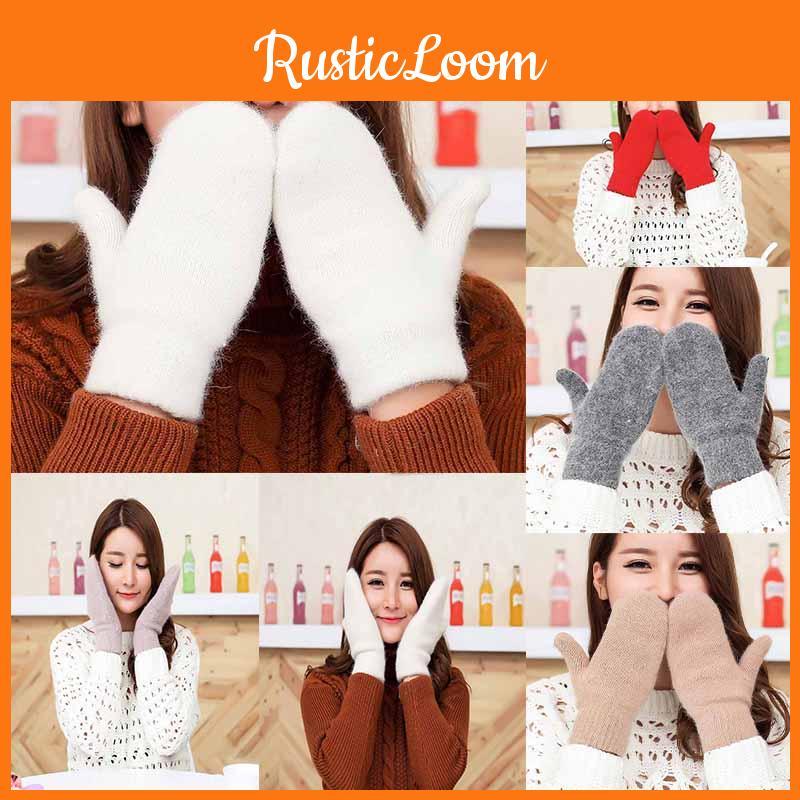 Elegant Lovely Women Winter Knit Thicker Faux Cashmere Warm Fingerless Gloves