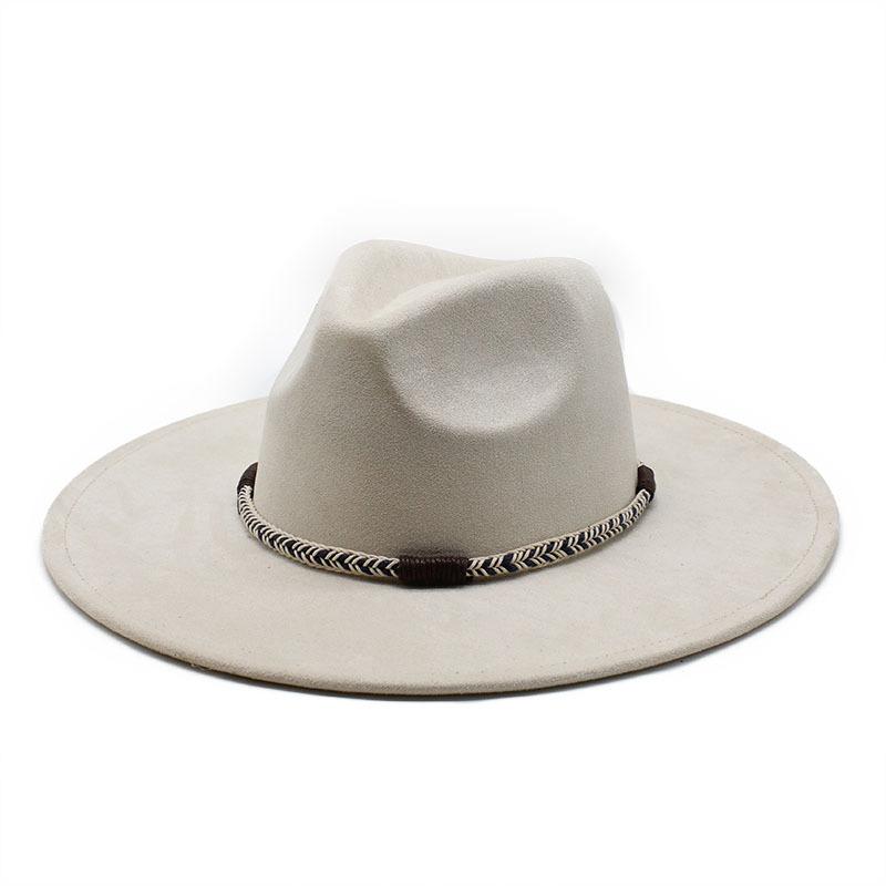 Wish Suede Top Hat Men And Women Couple Big Eaves Hat Flat Edge Gentleman'S Hat