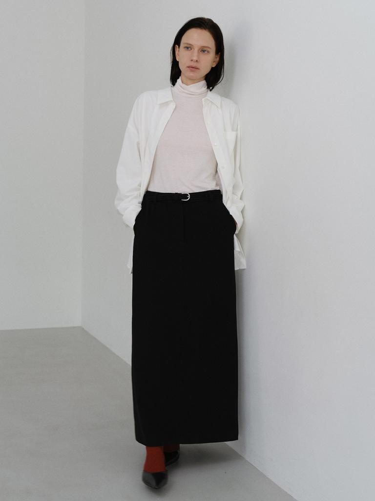 TEXT ROOM Minimal Wool Maxi Skirt_Black