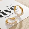 Exquisite Earrings Gold-wrapped Imitation Pearl Simple Hoop Earrings Luxury High-end Elegant Ear Jewelry Wholesale Low MOQ