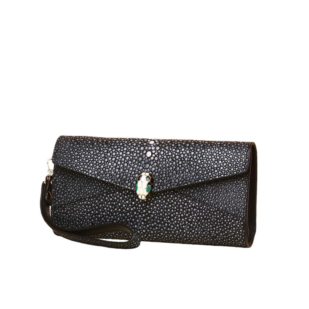 Smooth Pearl Fish Pattern Ladies' Clutch Bag, Snake-head Flip Phone Bag, Ladies' Bag, Fashionable Handbag