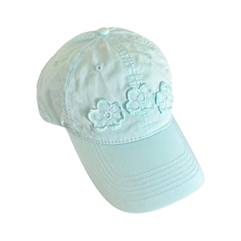 Embroidered Floral Baseball Cap For Women Sun Protections Breathable Acrylic Adjustable Belt Hat
