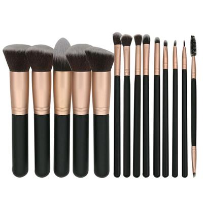 Conjunto profissional de pincéis de maquiagem em ouro rosado, 14 peças, ponteira, pincel popular, maquiagem, cosméticos, kit de ferramentas de beleza