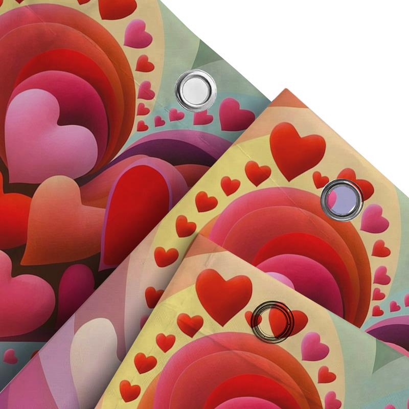 Colorful Heart Print Shower Curtain For Bathroom Decoration