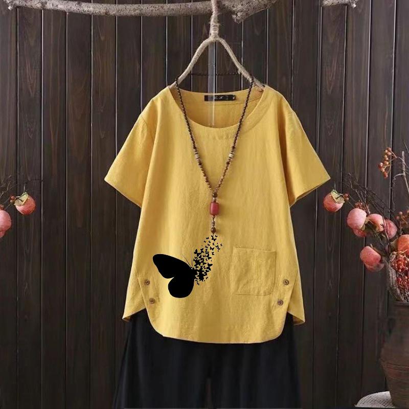 

Коллекция «Тосканское солнце»: Итальянская туника из стираного хлопка с V-образным вырезом и вырезом-замочной скважиной 2XL жёлтый