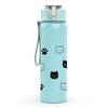 1PC Black Cat Face Simple Pattern 750ml Color Plastic Sports Water Bottle Leakproof Flip Straw Lid Suitable for Sports Office Home Use