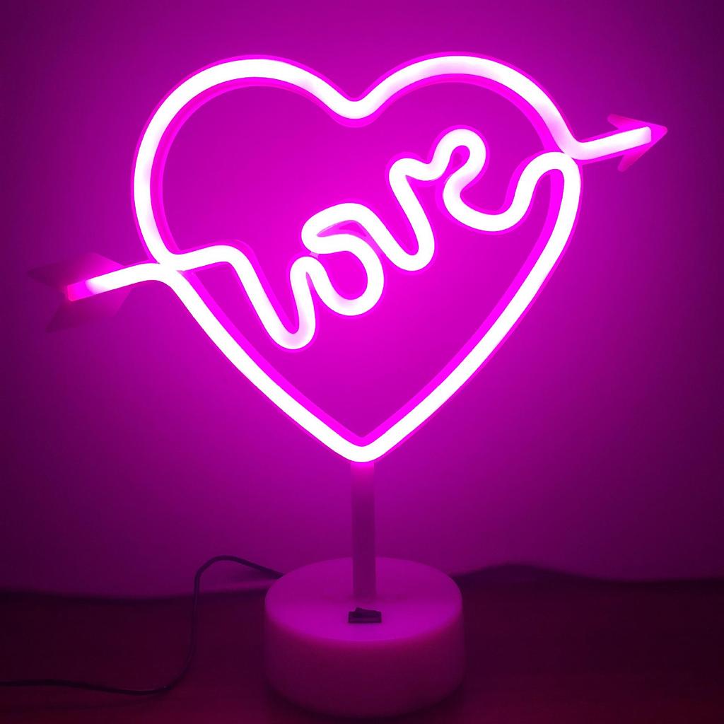 Heart-Shaped LED Neon Desk Lamp for Romantic Bedroom Decor