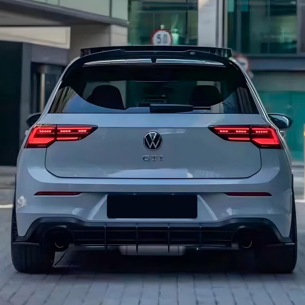 For VW Golf 8 MK8 GTI 2020-2024 Black Body Kits Tuning Maxton Style Rear Bumper Lip Spoiler Diffuser Splitter Lip Side Protector