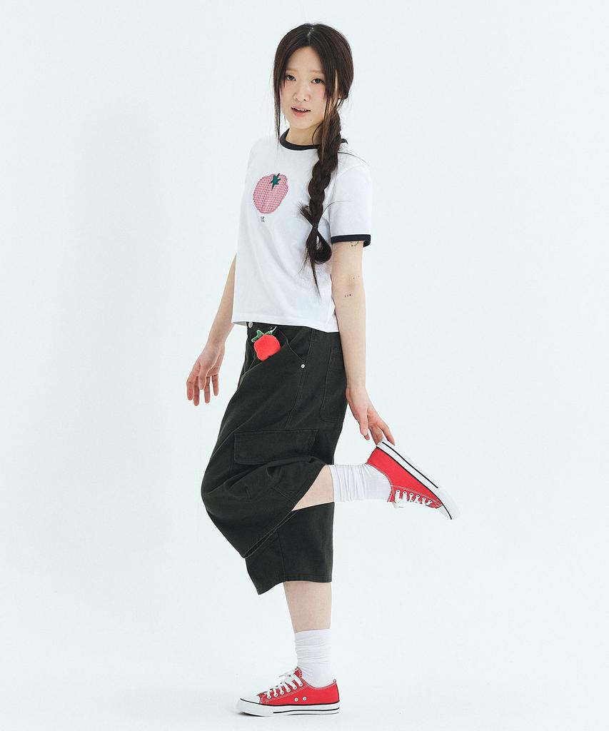CGP (Women) Check Tomato Ringer Short Sleeve T-Shirt - White