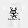Unisex Shirt Cotton Oversize Large Size It's Fine I'm Fine Cat Meme Tee | Sarcastic Humor Unisex T-Shirt