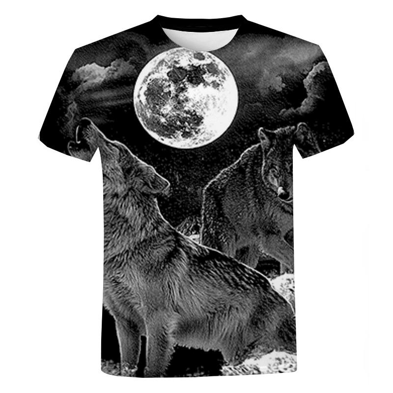 

Летняя модная футболка с 3d принтом животных и волка для мужчин и женщин, повседневная уличная одежда Harajuku с круглым вырезом и короткими рукавами, футболки большого размера 6XL
