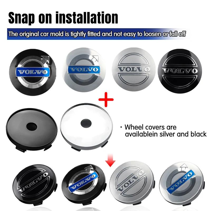 4pcs 56/60mm Car Wheel Center Cover Hub Caps Stickers Accessories For Volvo Rdesign AWD C30 C70 S40 S60 S70 S80 S90 V40 V50 V60