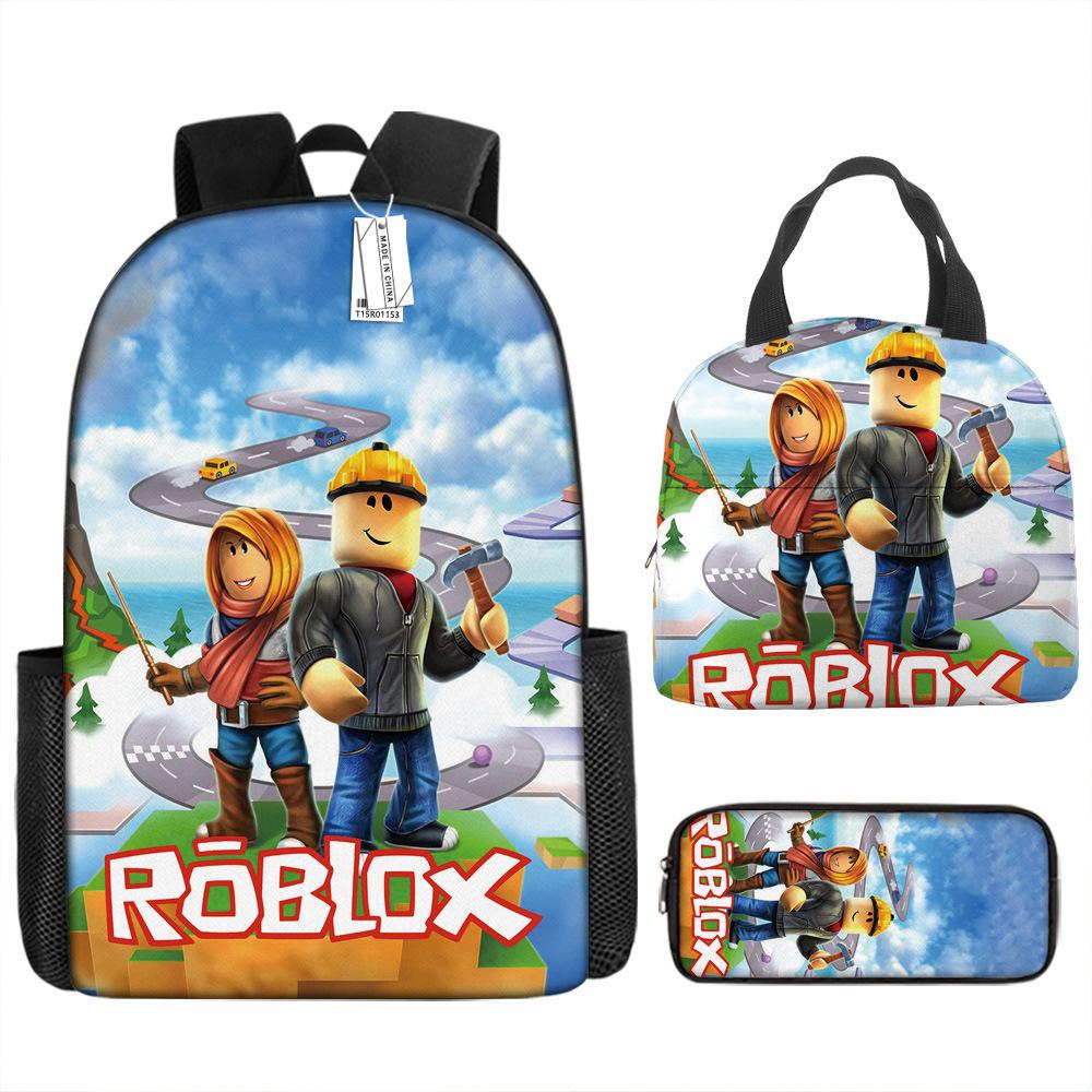 New Virtual World ROBLOX Primary and Secondary School School Bag Children's Backpack Backpack Cartoon Lunch Bag