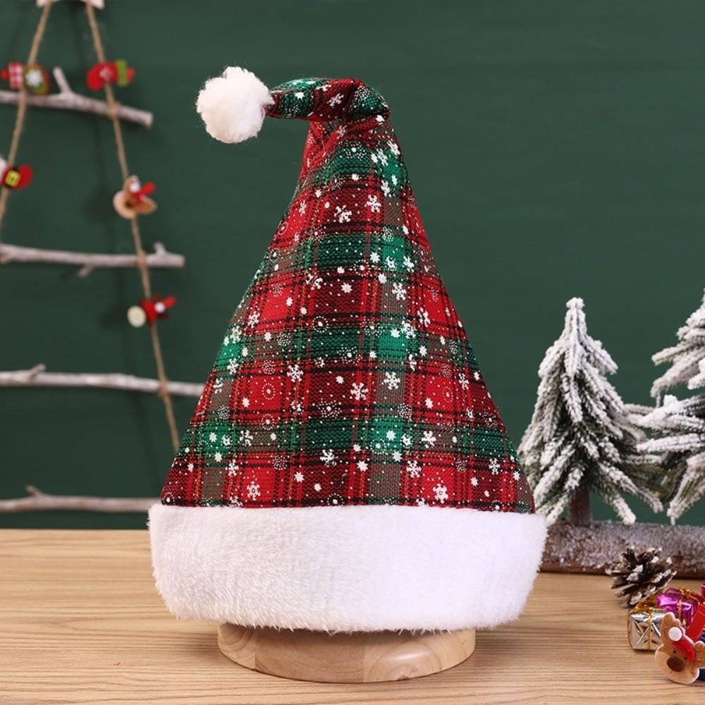 Multi Color Christmas Hat Checkerboard Santa Claus Hat Fashion Fur Xmas Cap  Home Decoration