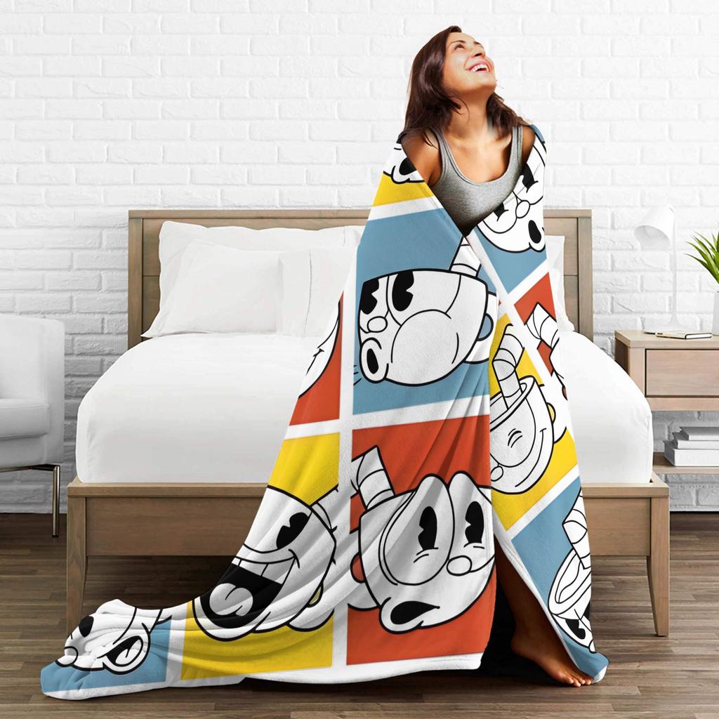 The Cupheads Show Blankets Flannel Summer Air Conditioning Breathable Ultra-Soft Throw Blanket for Bed Outdoor Bedding Throws
