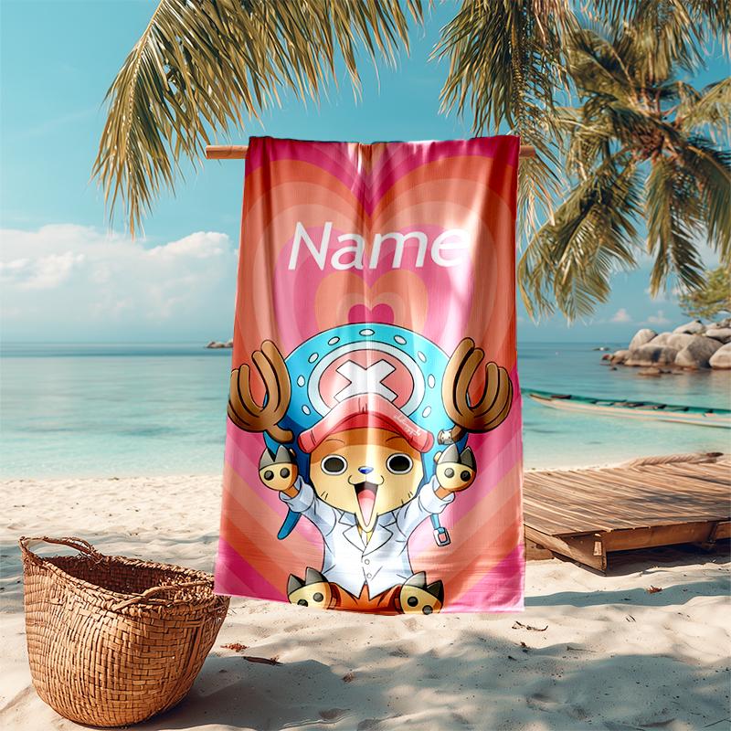 Personalized customized proof beach towel with One Piece Chopper pattern - soft, absorbent,quick-drying,perfect swimming,camping&bathing