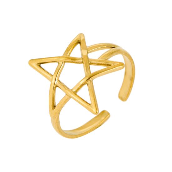 Thumb Ring Hollow Star Shape Adjustable Opening Design Finger Ring Titanium Steel Finger Band Versatile Jewelry Gift