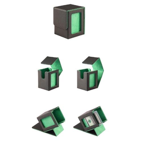 amleso Trading Card Deck Case, PU Leather Storage Box for Trading Cards and Card Decks, Green
