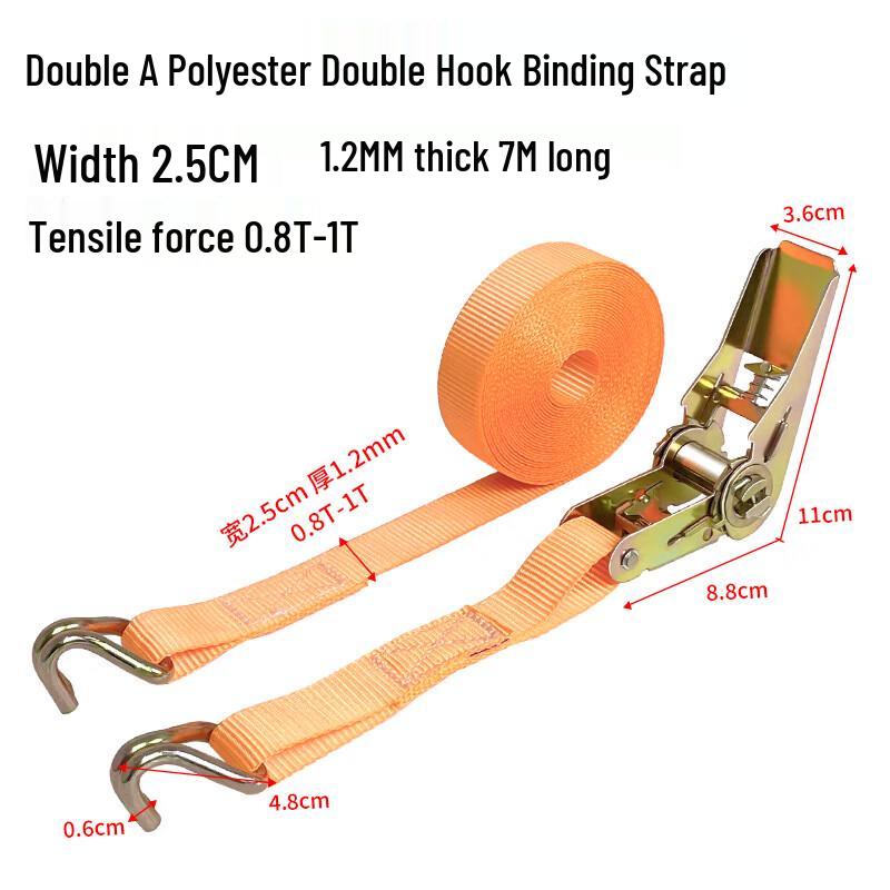 ZUIMI Heavy-Duty Ratchet Tie-Down Strap with Double Hooks