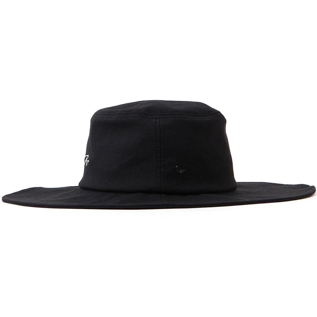 Jun & Rope Hat [Adjustable] Front Logo Linen Blend Wide Brim Hat for Women ERU55100 Kuromaine (01)