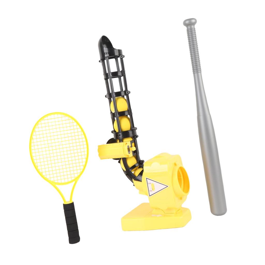 2 In 1 Baseball Tennis Pitcher Auto Pitching Machine Set with Baseballs Bat Tennis Racket Boys Girls Indoor Outdoor Sports Game