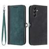 For Samsung Galaxy A17 PU Leather Case with Strap Phone Cover Stand Side Magnetic Button Design
