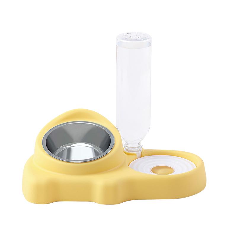 Pet Double Ceramic Bowl: Integrated Water & Food Anti-Tip Feeder for Cats and Dogs