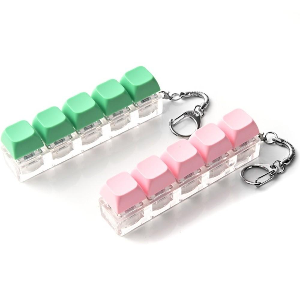 Key Button Decompression Toys 5 Keys Keyboard Fidget Keychain Relaxing Keycaps Keychain Toys Adult