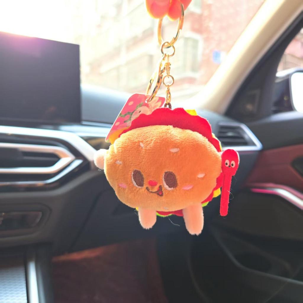 Cute Cartoon Plush Keychain: Fries, Hamburger & Hot Dog Figures for Backpack