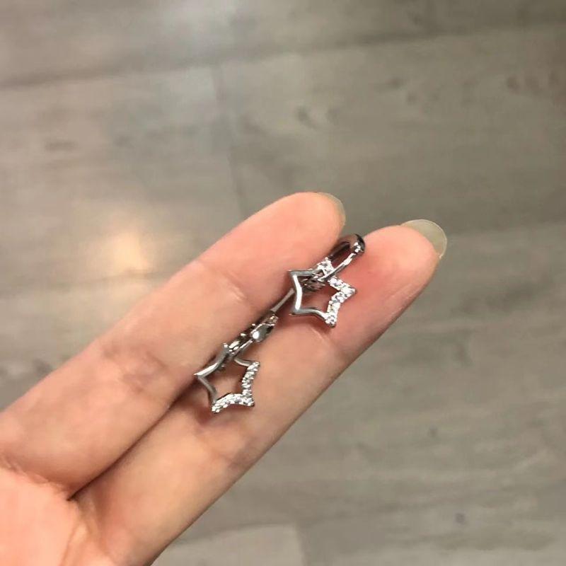 Exquisite Sparkling Inlaid Zircon Hollow Star Pendant Earrings, Women's Fashionable Daily Party  Gifts