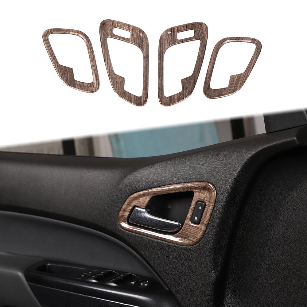 4PCS Wood Grain Door Handle Bowl Covers for Chevrolet Colorado 2014+ Accessories